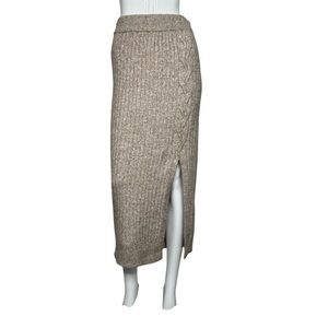 Ophelia Roe Skirt Brown Ribbed Cable Knit Side Slit Size Small NEW